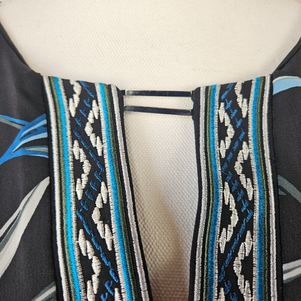 NWT White House Black Market Size M Teal Palm Print Sleeveless Sheath Dress $120 - Picture 3 of 12